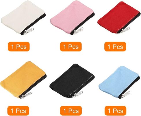 PATIKIL 3" x 5" Coin Purse Pouch, 6 Pack Change Purses Small Organizer Bags with Zipper Canvas for Home, Assorted Colors in Saudi Arabia