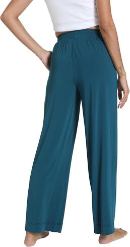 GYS Women's Bamboo Viscose Pajama Pants - Comfy Stretch Sleep Pants, Drawstring Palazzo Wide Leg Lounge Sweatpants in Saudi Arabia