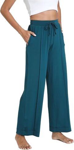 GYS Women's Bamboo Viscose Pajama Pants - Comfy Stretch Sleep Pants, Drawstring Palazzo Wide Leg Lounge Sweatpants in Saudi Arabia