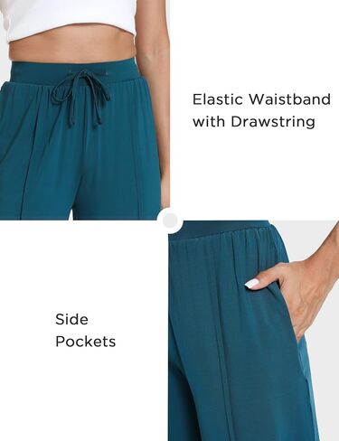 GYS Women's Bamboo Viscose Pajama Pants - Comfy Stretch Sleep Pants, Drawstring Palazzo Wide Leg Lounge Sweatpants in Saudi Arabia