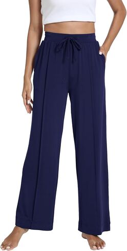 GYS Women's Bamboo Viscose Pajama Pants - Comfy Stretch Sleep Pants, Drawstring Palazzo Wide Leg Lounge Sweatpants in Saudi Arabia