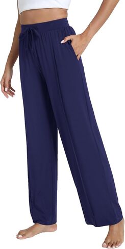GYS Women's Bamboo Viscose Pajama Pants - Comfy Stretch Sleep Pants, Drawstring Palazzo Wide Leg Lounge Sweatpants in Saudi Arabia