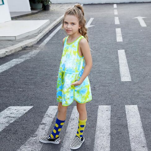 Perfashion Girls T-Shirt Dress Drawstring Waist Tank Dress Terry Sundress with Pockets for 4-13 Years in Saudi Arabia