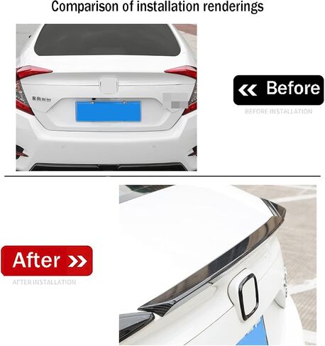 ملحقات السيارة مناسبة لسيارة Honda Civic 10th Gen 2016 2017 2018 2019 2020 2021 غطاء سبويلر للجناح الخلفي الخارجي (نمط ألياف الكربون) ABS 1 قطعة in Kuwait