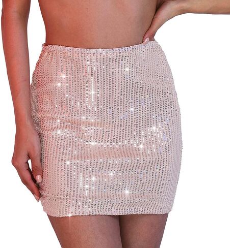 Edary Women Sequin Mini Skirts Bodycon Hip Wrap Skirt Sparkble Stretchy Skirts Party Night Out Club Short Skirt in Saudi Arabia