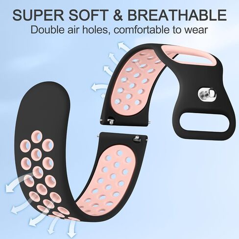 Vancle Silicone Bands for Samsung Gear S3 Frontier/Gear S3 Classic Watch Bands, Galaxy Watch 46mm Bands/Galaxy Watch 3 Bands 45mm, 22mm Soft Breathable Strap Wristband for Men & Women in Saudi Arabia