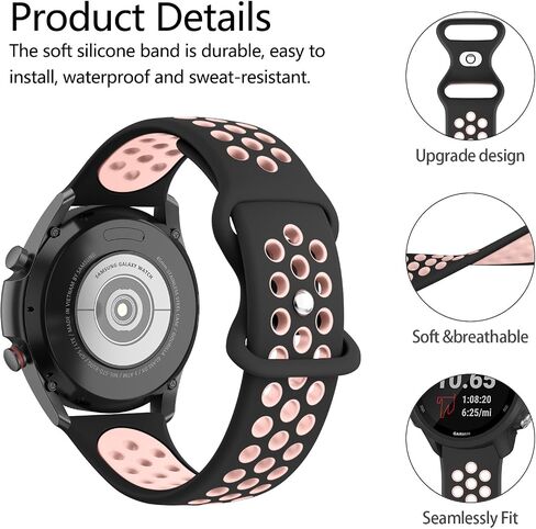 Vancle Silicone Bands for Samsung Gear S3 Frontier/Gear S3 Classic Watch Bands, Galaxy Watch 46mm Bands/Galaxy Watch 3 Bands 45mm, 22mm Soft Breathable Strap Wristband for Men & Women in Saudi Arabia