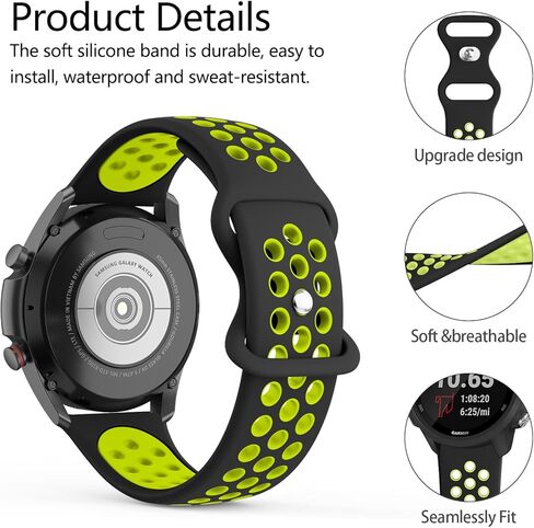 Vancle Silicone Bands for Samsung Gear S3 Frontier/Gear S3 Classic Watch Bands, Galaxy Watch 46mm Bands/Galaxy Watch 3 Bands 45mm, 22mm Soft Breathable Strap Wristband for Men & Women in Saudi Arabia