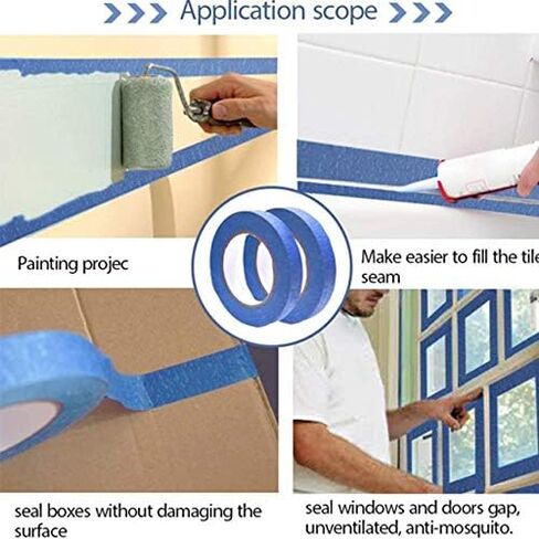 WELSTIK Blue Painters Tape 2 Inches Wide,Removable Masking Tape, for House Decoration, 3D Printer, Calligraphy and Painting, Advertising Production,etc, Easy-Tear, 2" X 60YDs/ Rolls 240 Total Yards in Kuwait