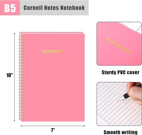 Cornell Notes Notebook, College Ruled Spiral Notebook B5 Hardcover Notebook for Note Taking Office School Black in Saudi Arabia