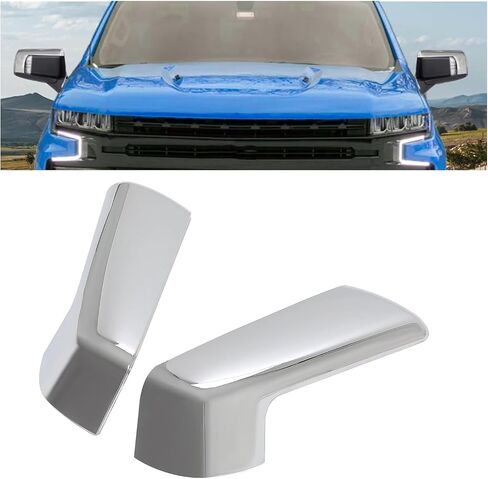 HECASA Left & Right Mirror Cover Compatible with 2019-2024 Chevy Chevrolet Silverado 1500/GMC Sierra 1500 Outer Rearview Wing Mirror Cap ABS Plastic (Silver) in Saudi Arabia