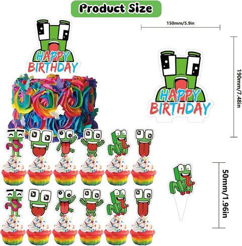38-Piece Cartoon Theme Birthday Party Decorations Set - Includes Banner, Cake Topper, Cupcake Toppers, Balloons, and Swirls in Saudi Arabia