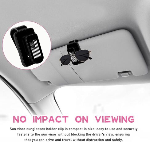 Sunglasses Holder for Car Sun Visor, US Flag Metal Auto Eyeglass Hanger Clip, Multi-Function Ticket Card Clip Eyeglasses Mount, Truck Car Accessories for Men Women (Black) in Saudi Arabia