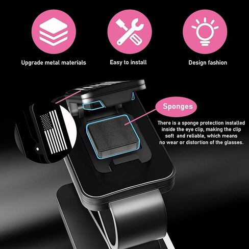 Sunglasses Holder for Car Sun Visor, US Flag Metal Auto Eyeglass Hanger Clip, Multi-Function Ticket Card Clip Eyeglasses Mount, Truck Car Accessories for Men Women (Black) in Saudi Arabia