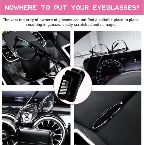 Sunglasses Holder for Car Sun Visor, US Flag Metal Auto Eyeglass Hanger Clip, Multi-Function Ticket Card Clip Eyeglasses Mount, Truck Car Accessories for Men Women (Black) in Saudi Arabia