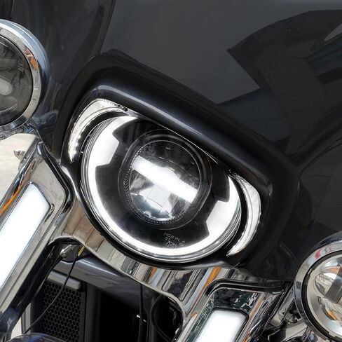 Headlights Bezel Ring w/LED DRL for Harley Touring, Black Headlight Bezel Clip Front Lamps Trim Ring for Harley Street Glide Ultra Limited 2014-2022 Headlamp Accessories in Saudi Arabia