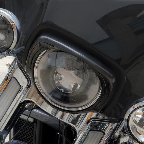 Headlights Bezel Ring w/LED DRL for Harley Touring, Black Headlight Bezel Clip Front Lamps Trim Ring for Harley Street Glide Ultra Limited 2014-2022 Headlamp Accessories in Saudi Arabia
