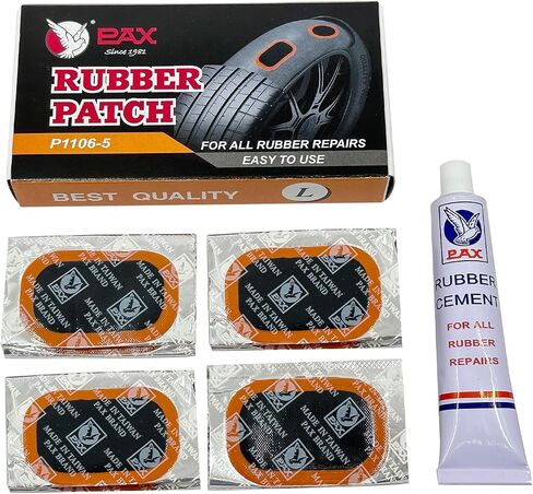 PAX 24 قطعة 34 × 52 مم رقع إصلاح الإطارات الداخلية مع أسمنت 20 سم مكعب، طقم إصلاح الإطارات المثقوبة للسيارة والدراجات النارية والسكوتر والدراجات الهوائية وBMX وATVs والنهر العائم، مطاط قابل للنفخ in Kuwait