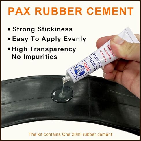 PAX 24 قطعة 34 × 52 مم رقع إصلاح الإطارات الداخلية مع أسمنت 20 سم مكعب، طقم إصلاح الإطارات المثقوبة للسيارة والدراجات النارية والسكوتر والدراجات الهوائية وBMX وATVs والنهر العائم، مطاط قابل للنفخ in Kuwait