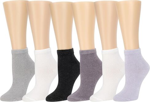 Carole Hochman Ladies 6 Pair Pack Super Soft Lounge Anklet Low Cut Socks Multi Color Micro Velour Infused Aloe and Argan Oil in Saudi Arabia