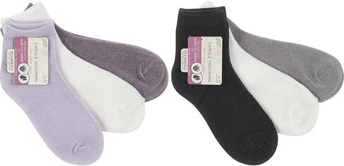 Carole Hochman Ladies 6 Pair Pack Super Soft Lounge Anklet Low Cut Socks Multi Color Micro Velour Infused Aloe and Argan Oil in Saudi Arabia
