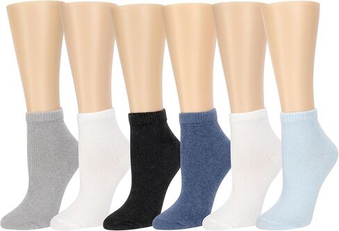 Carole Hochman Ladies 6 Pair Pack Super Soft Lounge Anklet Low Cut Socks Multi Color Micro Velour Infused Aloe and Argan Oil in Saudi Arabia