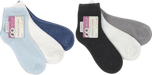Carole Hochman Ladies 6 Pair Pack Super Soft Lounge Anklet Low Cut Socks Multi Color Micro Velour Infused Aloe and Argan Oil in Saudi Arabia