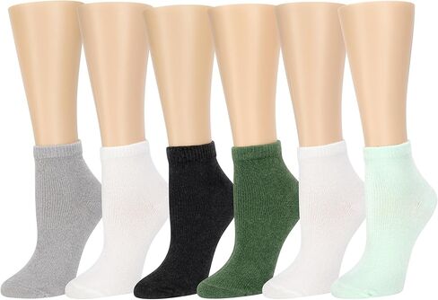 Carole Hochman Ladies 6 Pair Pack Super Soft Lounge Anklet Low Cut Socks Multi Color Micro Velour Infused Aloe and Argan Oil in Saudi Arabia