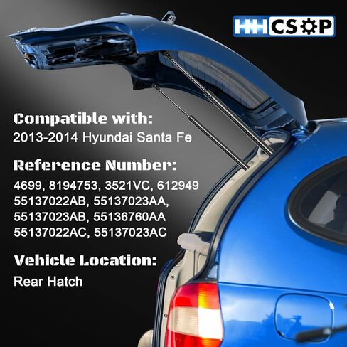 رافعة الفتحة الخلفية HHCSOP تدعم دعامة الصدمات لسيارة Hyundai Santa Fe 2013 2014، زنبرك غاز الباب الخلفي OEM # 785370 SG367024 817712W000 817714Z000 in Saudi Arabia