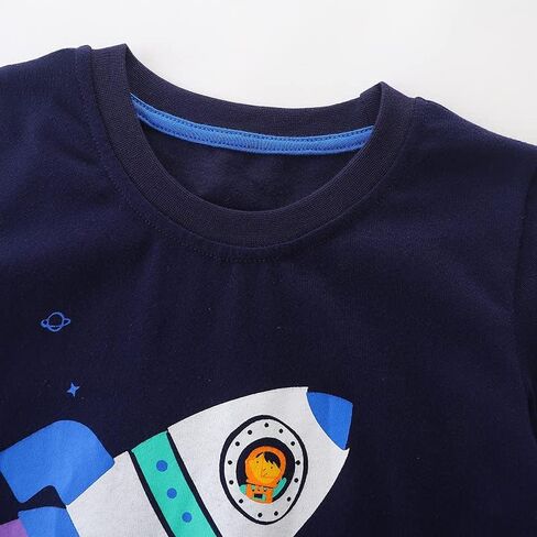 Warmbaby Rock T Shirt for Toddler Boys Kids Short Sleeve Shirts Spaceship Navy in Saudi Arabia