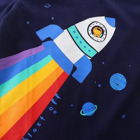 Warmbaby Rock T Shirt for Toddler Boys Kids Short Sleeve Shirts Spaceship Navy in Saudi Arabia