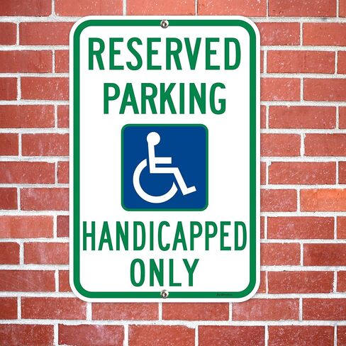 1 Pack Large Reserved Parking Sign, Handicap Parking Sign with Wheelchair Picture, 18x12 inches, Reflective Aluminum, Fade/Rust Resistant in Kuwait