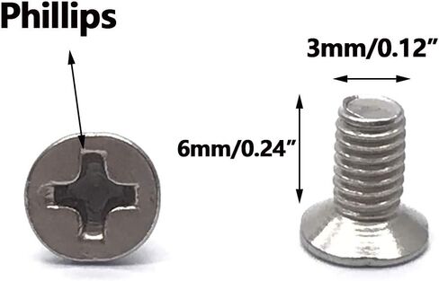 M3x6mm Phillips Screws 304 Stainless Steel Flat Head Machine Screws Countersunk Screw (100 Pcs) in Kuwait