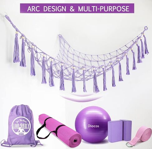 Exercise Ball Holder Yoga Ball Rack Corner Hanging Storage Net or Hammock for Fitness Ball Balance Ball Organizer Pregnancy Stability Ball Swiss Balance Ball for Yoga Studio and Gym in Saudi Arabia