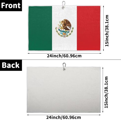 Mexico Flag Golf Towel with Clip Absorbent Microfiber Golf Towels for Golf Bags for Men and Women Golf Accessory Golf Gift Quick Drying Sports Towel, 15 x 24 in… in Saudi Arabia