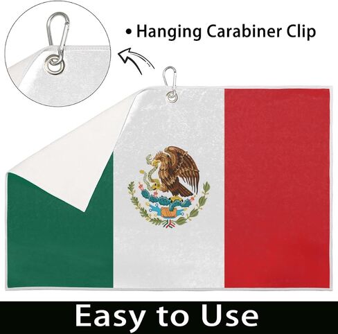 Mexico Flag Golf Towel with Clip Absorbent Microfiber Golf Towels for Golf Bags for Men and Women Golf Accessory Golf Gift Quick Drying Sports Towel, 15 x 24 in… in Saudi Arabia