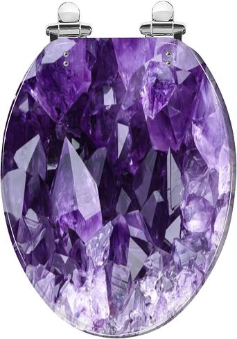 Elongated Toilet Seat Amethyst druse Resin Toilet Seat with Quietly Close Quick Release Hinges Decorative Toilet Seat with Cover Easy to Clean and Install in Saudi Arabia