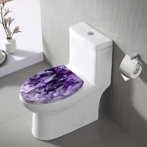 Elongated Toilet Seat Amethyst druse Resin Toilet Seat with Quietly Close Quick Release Hinges Decorative Toilet Seat with Cover Easy to Clean and Install in Saudi Arabia