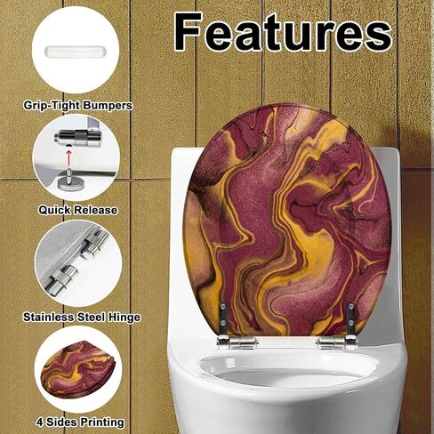 Elongated Toilet Seat Amethyst druse Resin Toilet Seat with Quietly Close Quick Release Hinges Decorative Toilet Seat with Cover Easy to Clean and Install in Saudi Arabia