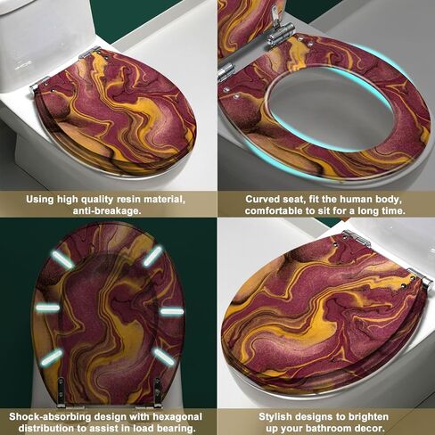 Elongated Toilet Seat Amethyst druse Resin Toilet Seat with Quietly Close Quick Release Hinges Decorative Toilet Seat with Cover Easy to Clean and Install in Saudi Arabia