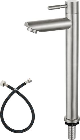 Cold Water Only Bathroom Sink Faucet Stainless Steel SUS304 Brushed Nickel Single Handle One Hole Deck Mount Lavatory Faucet (Drain Not Included) in Saudi Arabia