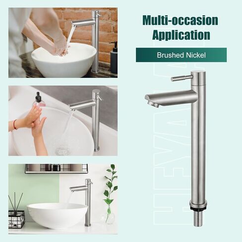 Cold Water Only Bathroom Sink Faucet Stainless Steel SUS304 Brushed Nickel Single Handle One Hole Deck Mount Lavatory Faucet (Drain Not Included) in Saudi Arabia