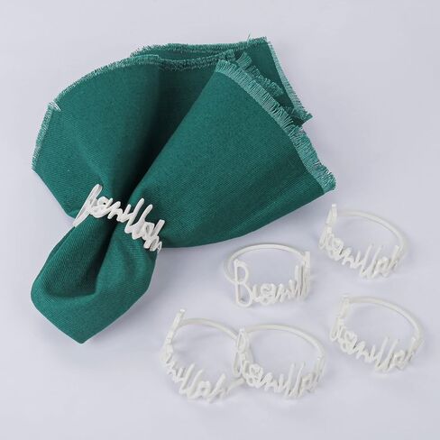 Pearl Napkin Rings Set of 6, Delicate Handmade Napkin Holder Ring Buckles Ideal Table Setting Decor for Wedding, Valentine's Day, Banquet, Birthday, Thanksgiving (White) in Saudi Arabia