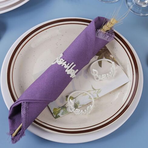 Pearl Napkin Rings Set of 6, Delicate Handmade Napkin Holder Ring Buckles Ideal Table Setting Decor for Wedding, Valentine's Day, Banquet, Birthday, Thanksgiving (White) in Saudi Arabia