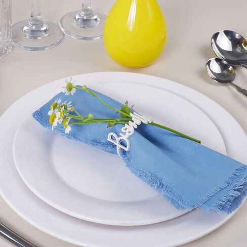 Pearl Napkin Rings Set of 6, Delicate Handmade Napkin Holder Ring Buckles Ideal Table Setting Decor for Wedding, Valentine's Day, Banquet, Birthday, Thanksgiving (White) in Saudi Arabia