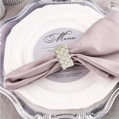 Pearl Napkin Rings Set of 6, Delicate Handmade Napkin Holder Ring Buckles Ideal Table Setting Decor for Wedding, Valentine's Day, Banquet, Birthday, Thanksgiving (White) in Saudi Arabia