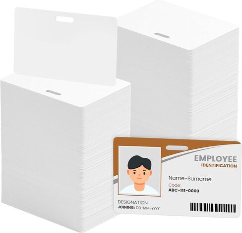 100 Pack Premium Blank PVC Cards with Slot Punch on Long Side - Horizontal Slot Punch Blank ID Cards- CAETOUNG CR80 30 Mil Graphic Quality White Plastic Cards for Photo ID Badge Printers in Kuwait