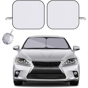 2 PCS Car Windshield Sun Shade, Auto Front Windshield Sunshade with Reflective Fabric, Foldable Sun Shield to Block Heat Sun UV Rays and Keep Your Vehicle Cool, Car Accessories (M, 28''×31'')