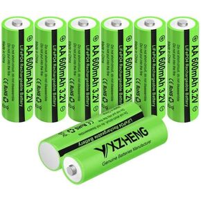 AA 3.2V LiFePO4 Rechargeable Solar Battery 4PCS Replacement for Solar Lawn Light (4pcs AA Batteries)