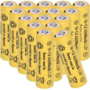 16 Packs AA 300mAh Ni-CD 1.2V Rechargeable Batteries for Outdoor Solar Lights, String Lights, Pathway Lights